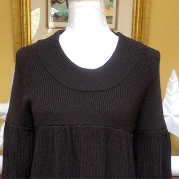 Alice & Olivia Chocolate Brown Baby Doll Wool Bell Sleeve Hippie Type Sweater S - Picture 4 of 14